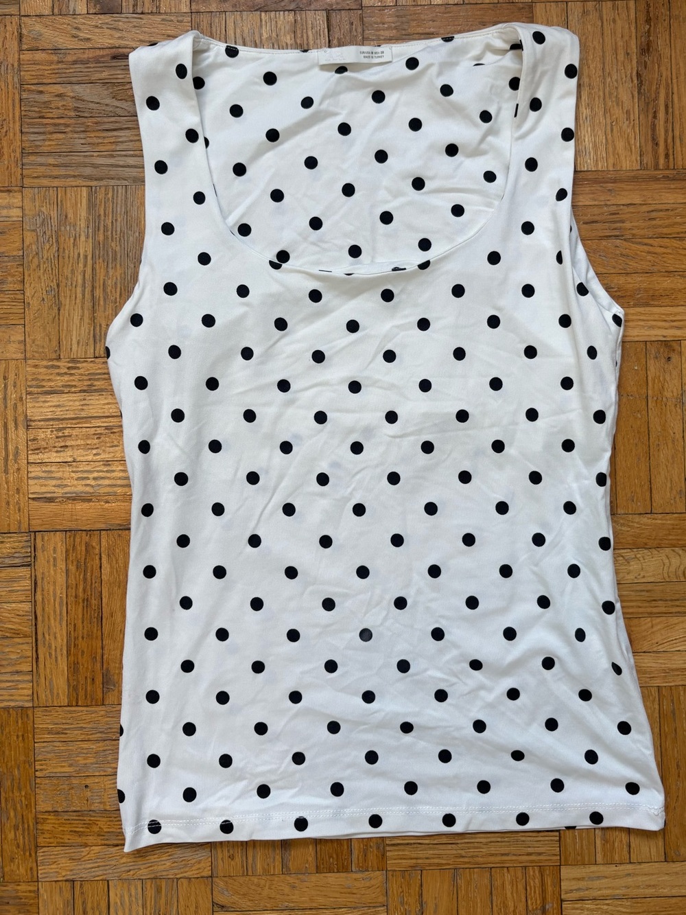 Zara White Tank Top with Black Polka Dots